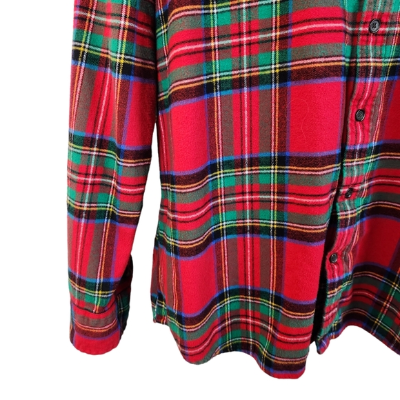 Lands' End Plaid Red & Green Flannel Shirt Mens XL - Picture 4 of 9